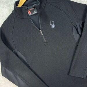 Spyder‎ Men's Core Sweater Black 1/4 Zip Pullover Stretch Panels Size M Fleece
